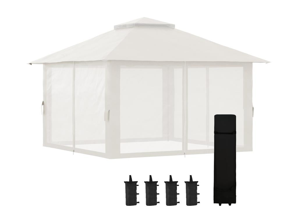 Tonnelle barnum de jardin pop-up pliant 3.92L x 3.92l x 2.83H m sacs de lestage et transport inclus crème SGHZ00311