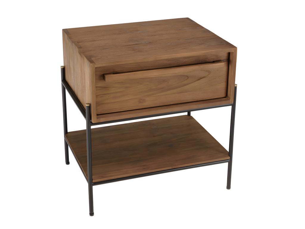 Ventoriq - Table de chevet 1 niche bois de teck recyclé APJD14684