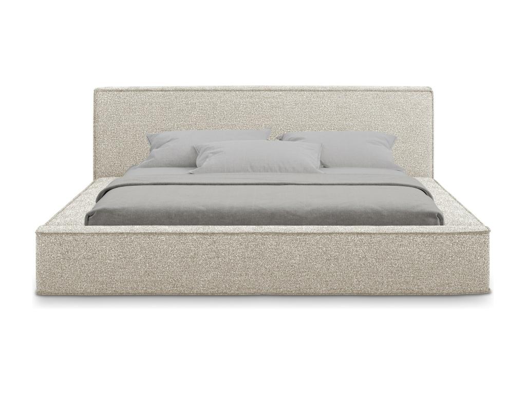 Lit rembourré avec rangement 220x240 - en Bouclé - beige clair - Ventoriq LCNI75751