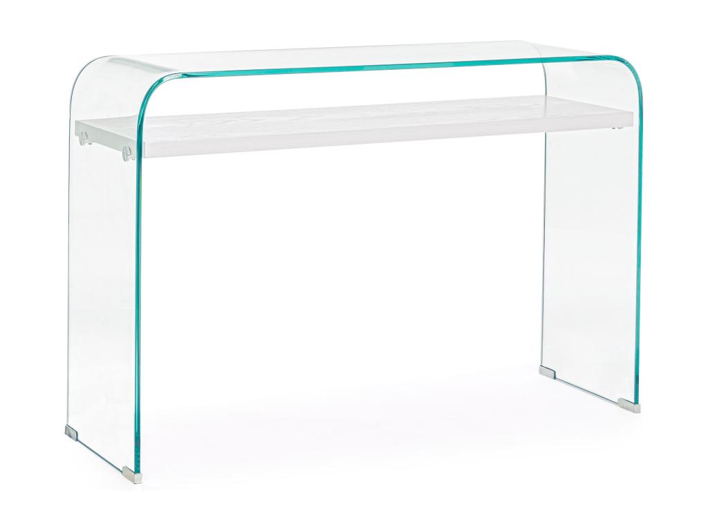 Console courbée verre transparent avec 1 niche Ventoriq 110cm TZCS49420