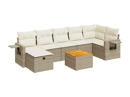 Salon de jardin avec coussins 8 pièces beige résine tressée GFFN77843