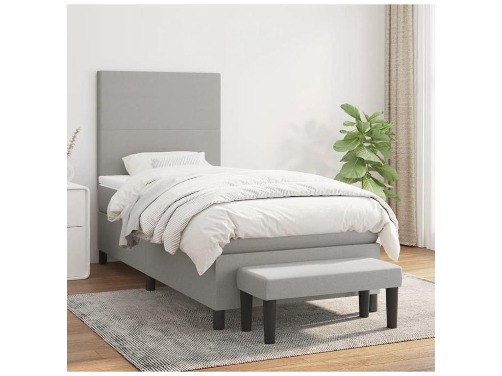 Sommier à Ventoriq de lit avec matelas Gris clair 90x200 Tissu FCYI23425