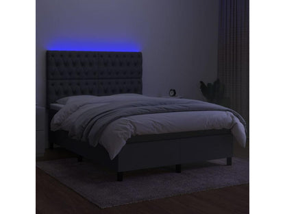 Sommier à Ventoriq de lit et matelas et LED Gris foncé 140x190 VBPI48788