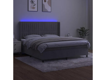 Sommier tapissier matelas et LED Gris clair 160x200 cm Velours ACRM10466