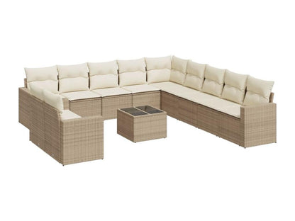 Salon de jardin avec coussins 12 pièces beige résine tressée PGCY38364