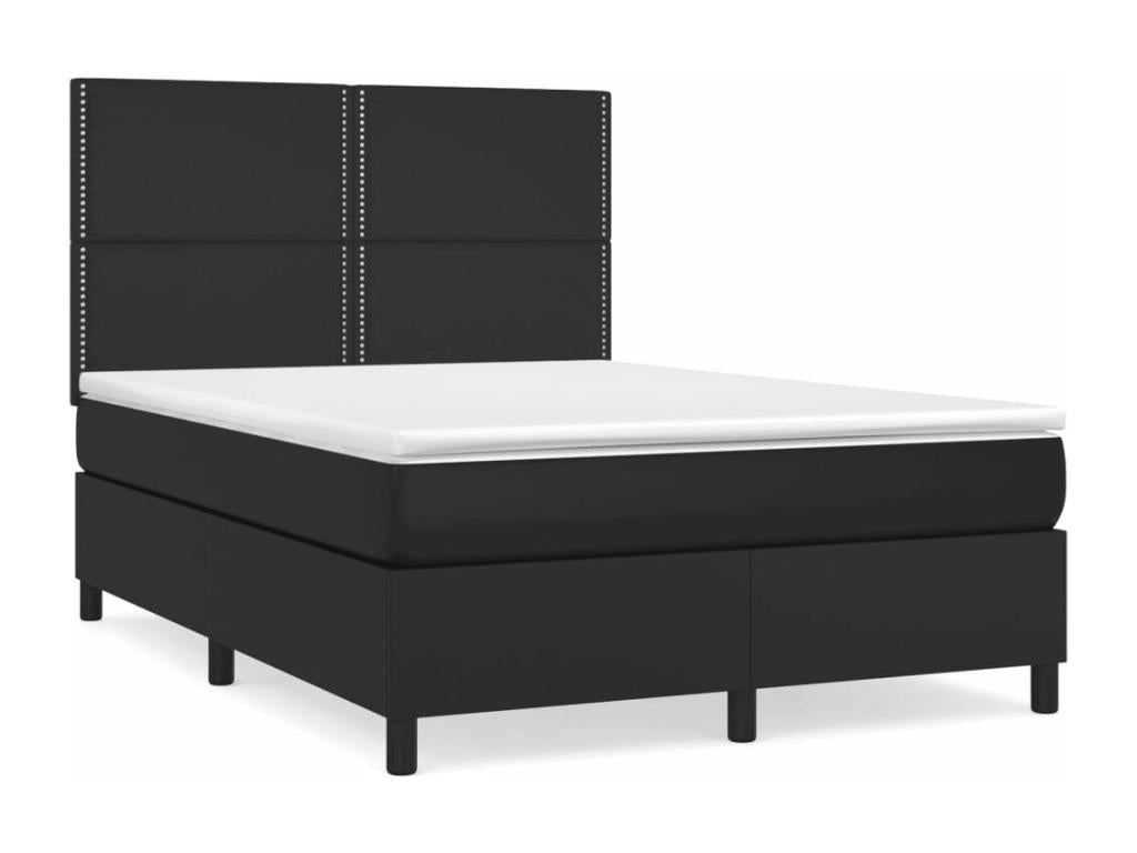 Lit à sommier tapissier avec matelas Noir 140x190 cm Similicuir JVEZ46402