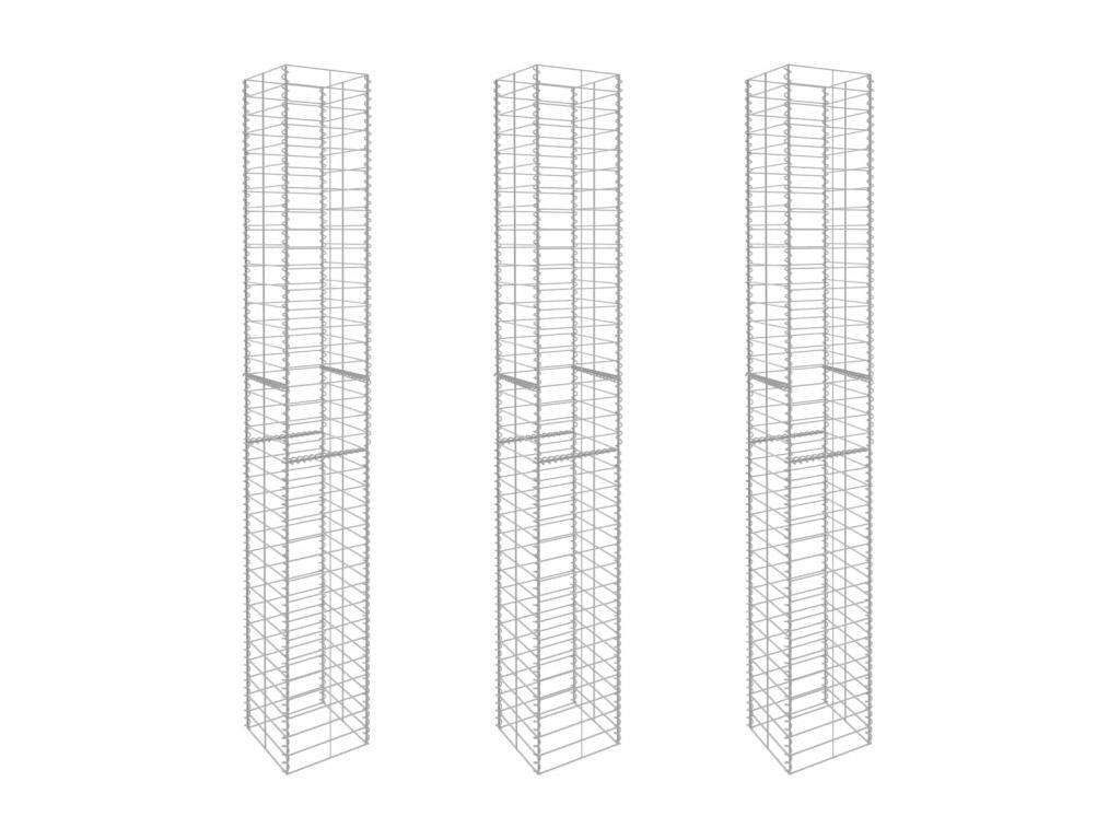 Paniers de gabion 3 pcs Acier galvanisé 25x25x197 DNPS92828