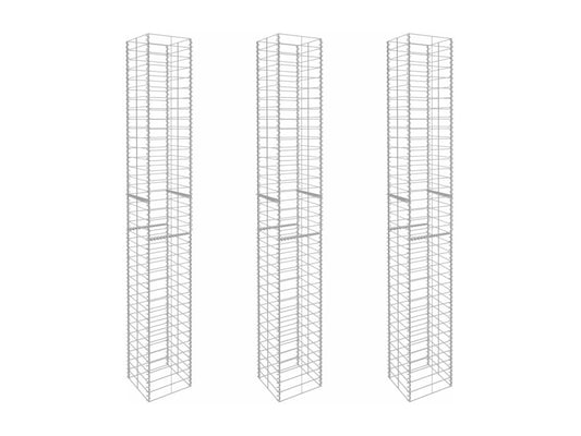 Paniers de gabion 3 pcs Acier galvanisé 25x25x197 DNPS92828