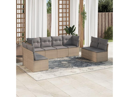 Salon de jardin avec coussins 8 pcs beige résine tressée RRGL91389