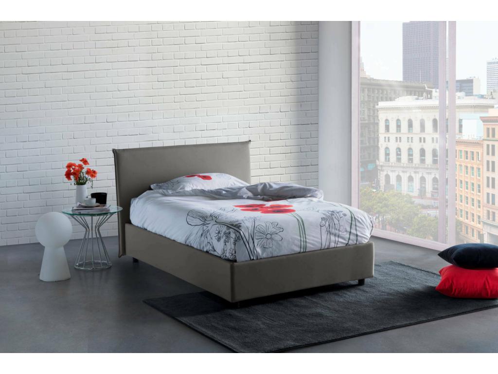 Lit double Ventoriq lit coffre avec revêtement en tissu Made in Italy ouverture frontale adapté pour matelas 120x190 cm gris HJVK01154