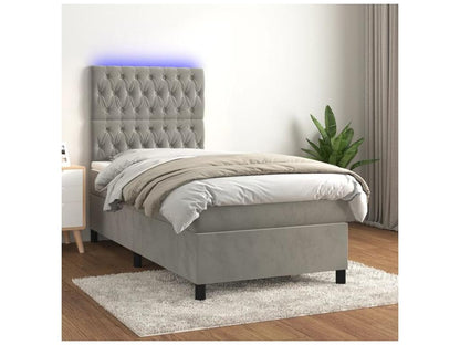Sommier à Lumenao de lit et matelas et LED Gris clair 90x190 UTAT69636