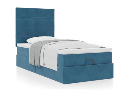 Cadre de lit ottoman avec matelas bleu foncé 90x190 cm velours ZEIK03105