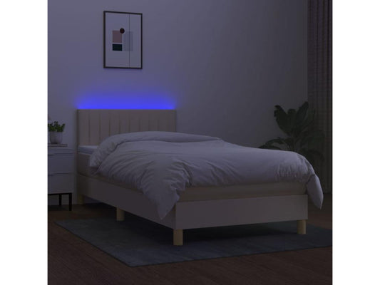 Sommier à Ventoriq de lit avec matelas LED Crème 80x200 cm Tissu ULNX55572