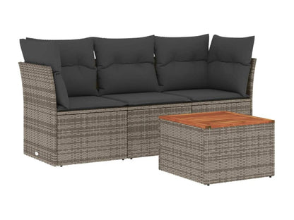 Salon de jardin 4 pcs avec coussins gris résine tressée NJKS46888