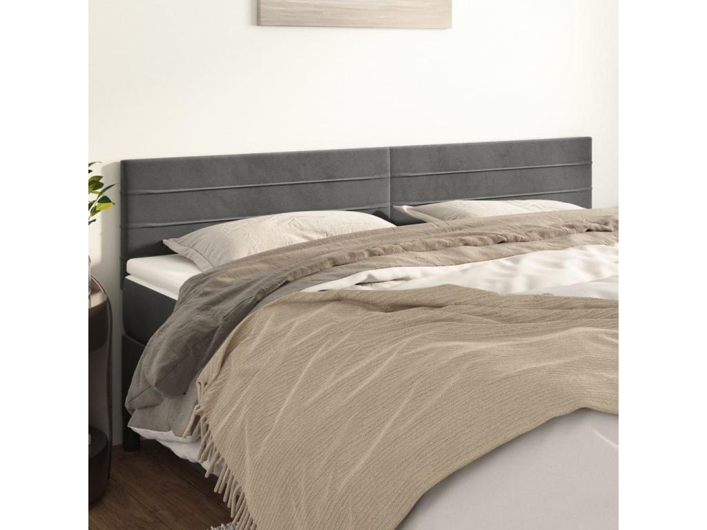Tête de lit 2 pièces Gris foncé 100x5x78/88 cm Velours IDZF43239