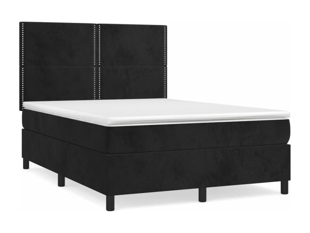 Lit à sommier tapissier avec matelas Noir 140x190 cm Velours XIZL35631