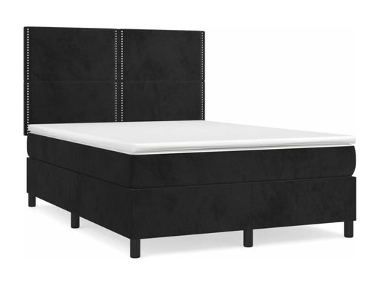 Lit à sommier tapissier avec matelas Noir 140x190 cm Velours XIZL35631