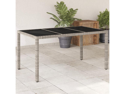 Table de jardin dessus en verre gris clair résine tressée ZROR34947