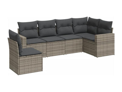 Salon de jardin 6 pièces avec coussins gris résine tressée CVEX55683