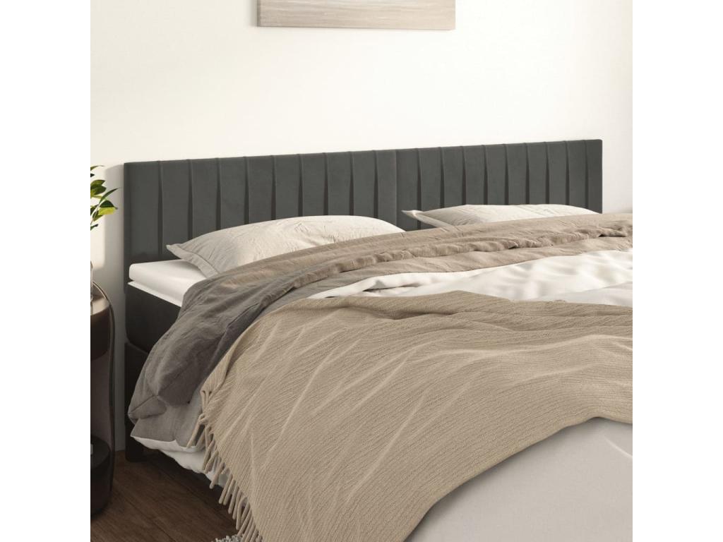 Têtes de lit 2 pcs Gris foncé 90x5x78/88 cm Velours MYKP40415