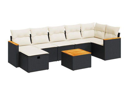 Salon de jardin 8 pièces avec coussins noir résine tressée KDEA58448