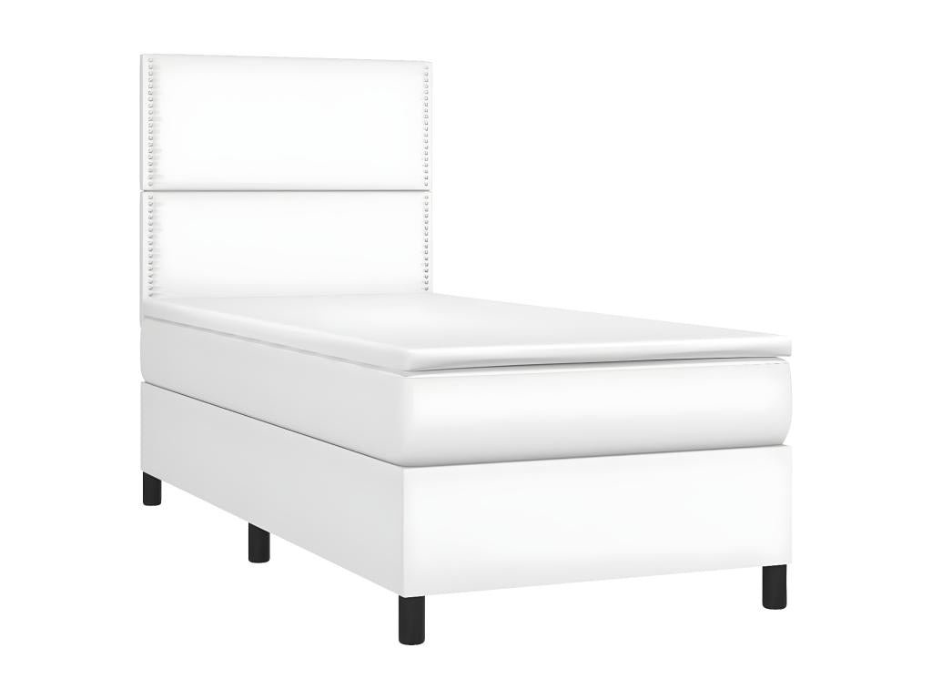 Sommier tapissier et matelas et LED Blanc 100x200 cm Similicuir XUGM78722