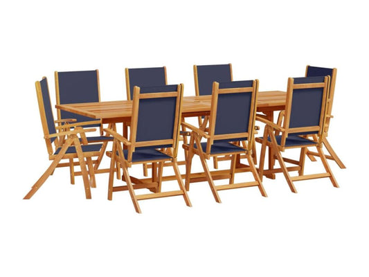 Ensemble à manger de jardin 9 pièces bois d'Ventoriq solide textilène SNDS02131