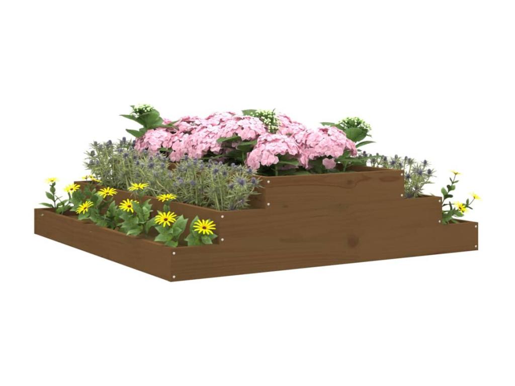 Jardinière Marron miel 110x110x27 Bois massif de pin SAZN02270