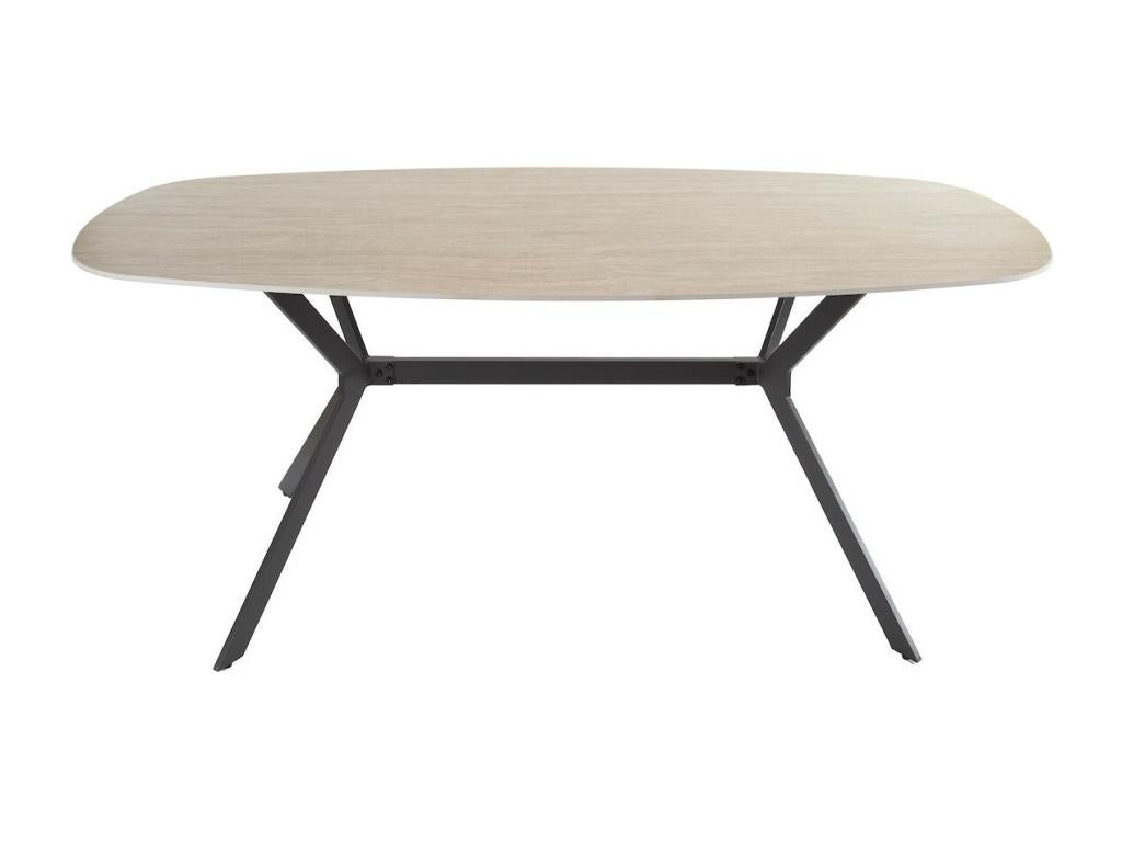 Ventoriq - Table de repas céramique aspect travertin pour 6 personnes GOZQ81872