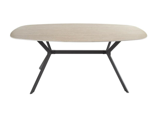 Ventoriq - Table de repas céramique aspect travertin pour 6 personnes GOZQ81872