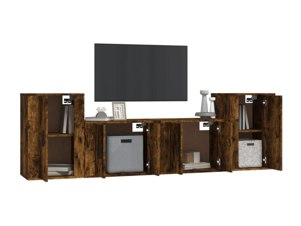 Ensemble de meubles TV 4 pièces Chêne fumé Bois d'ingénierie MDDI27301
