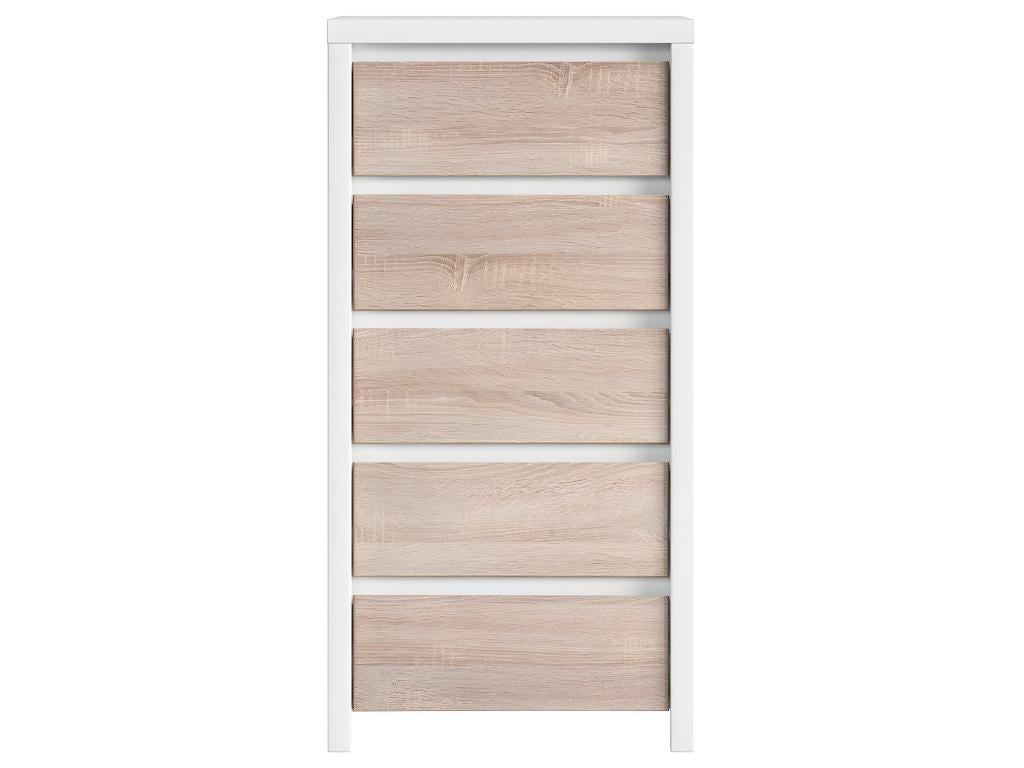 Chiffonnier 5 tiroirs Ventoriq Blanc et Bois EONK95494