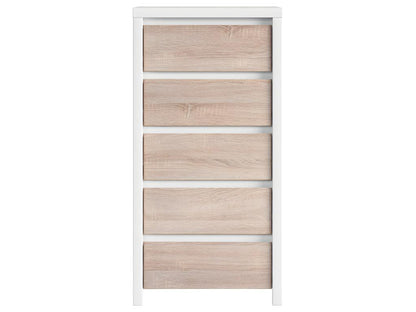 Chiffonnier 5 tiroirs Ventoriq Blanc et Bois EONK95494