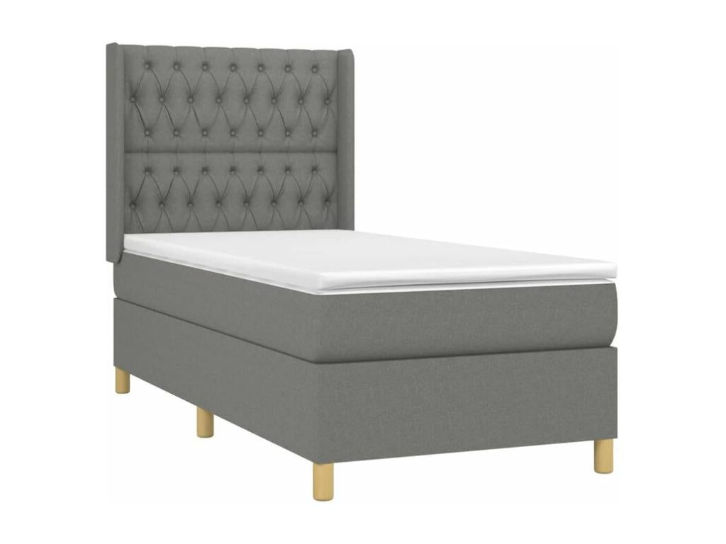 Sommier à Ventoriq de lit avec matelas Gris foncé 90x200 Tissu UNWA42520