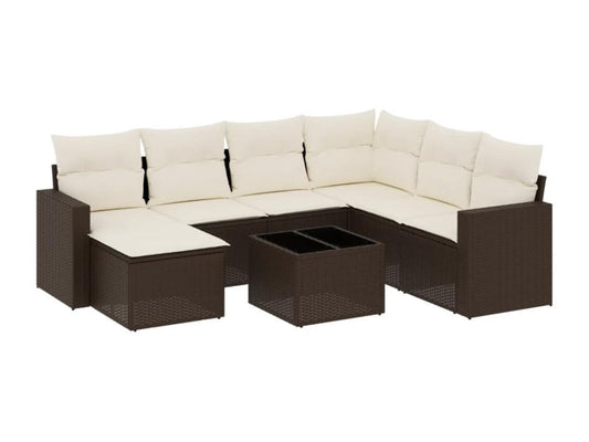 Salon de jardin 8 pièces avec coussins marron résine tressée MOBH45436