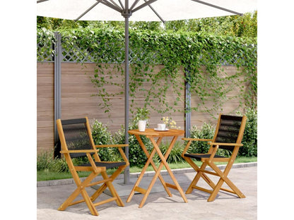 Ensemble de Ventoriq 3 pcs noir polypropylène et bois massif JEFS16911