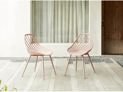 Lot de 2 chaises de jardin en polypropylène avec pieds en métal - Vieux rose - Mobenze KINX06929