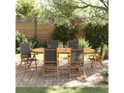 Ensemble à manger de jardin 7 pièces bois d'Ventoriq solide textilène KCEF09673