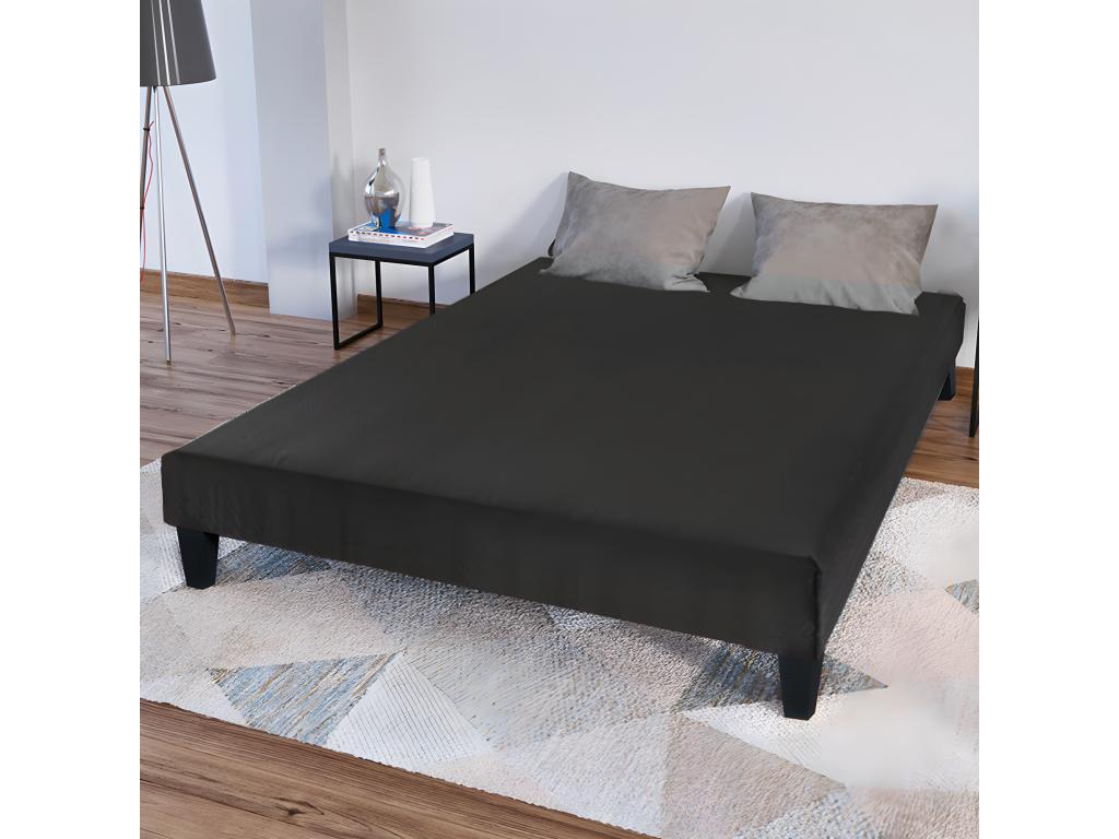 Ventoriq LITERIE - Sommier tapissier CONSTANTINE 90x200 cm - Epaisseur 18 cm - Gris anthracite pieds non inclus QPXH21119