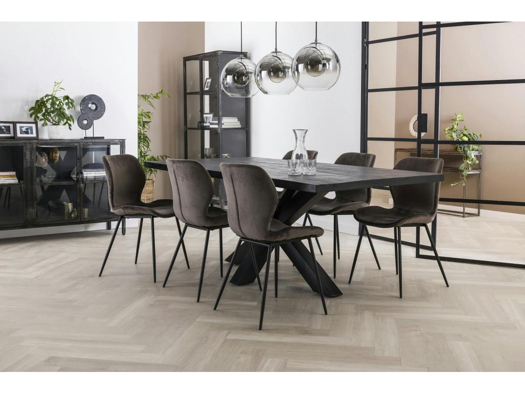 Table pied central bois de manguier noir 200 cm Ventoriq LYSX28582