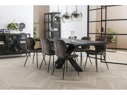 Table pied central bois de manguier noir 200 cm Ventoriq LYSX28582