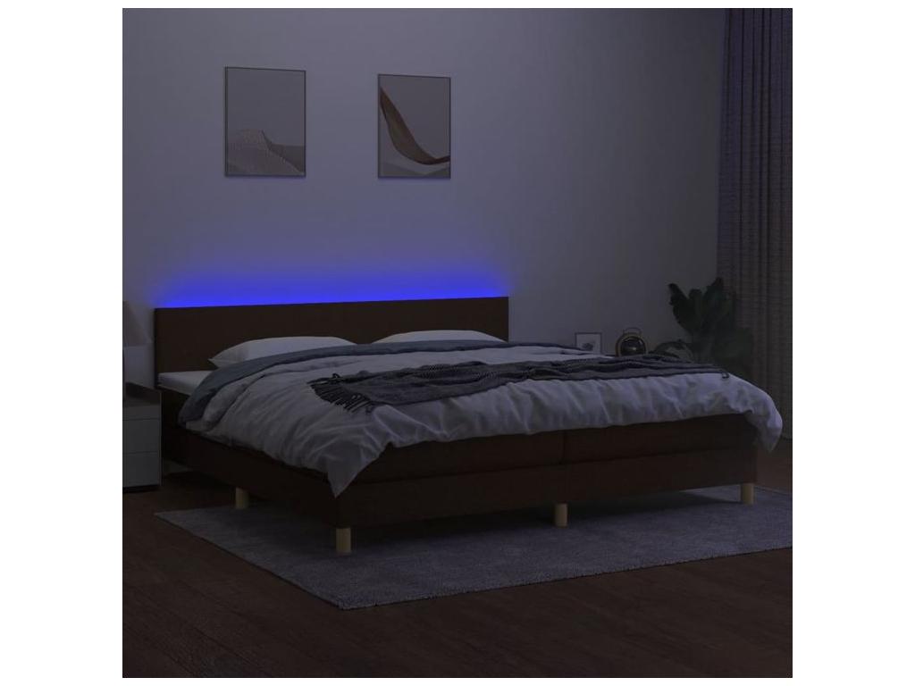 Sommier à Ventoriq de lit matelas et LED Marron foncé 200x200 ICGX92863