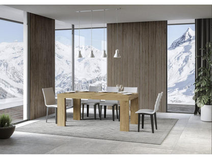 Table à manger extensible en bois Lumenao-Couleur Blanc-Pied et support sur Lumenao-2 rallonges fines-Largeur extensible 180 à 284cm BYEQ33704