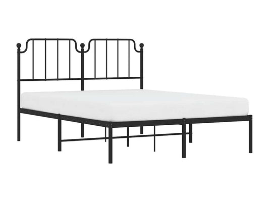 Cadre de lit métal sans matelas avec tête de lit noir 135x190cm RBYB99707