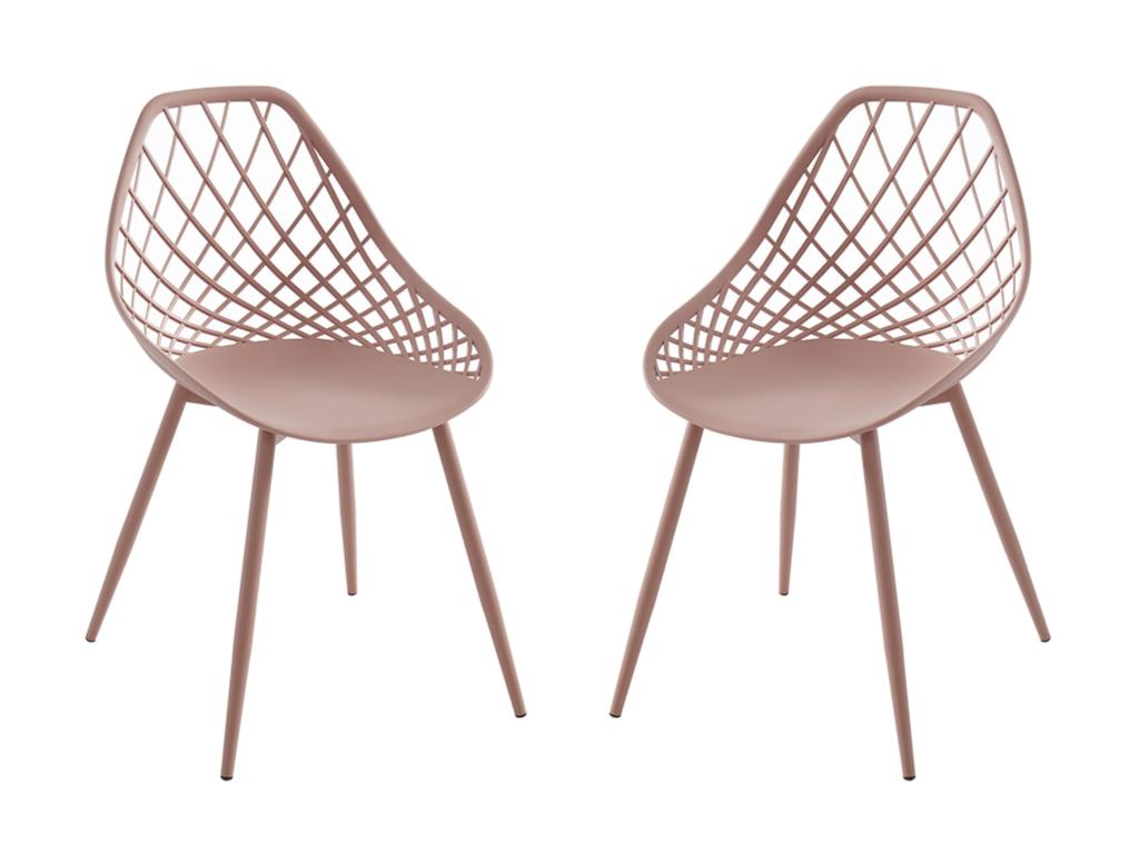 Lot de 2 chaises de jardin en polypropylène avec pieds en métal - Vieux rose - Mobenze KINX06929