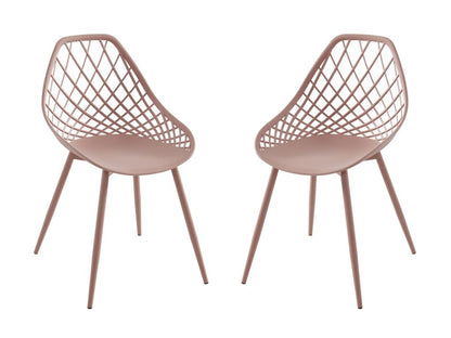 Lot de 2 chaises de jardin en polypropylène avec pieds en métal - Vieux rose - Mobenze KINX06929
