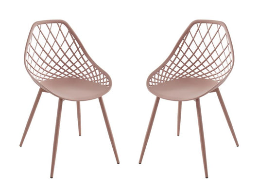 Lot de 2 chaises de jardin en polypropylène avec pieds en métal - Vieux rose - Mobenze KINX06929