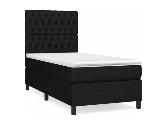 Lit à sommier tapissier avec matelas Noir 100x200 cm Tissu ODJO93597
