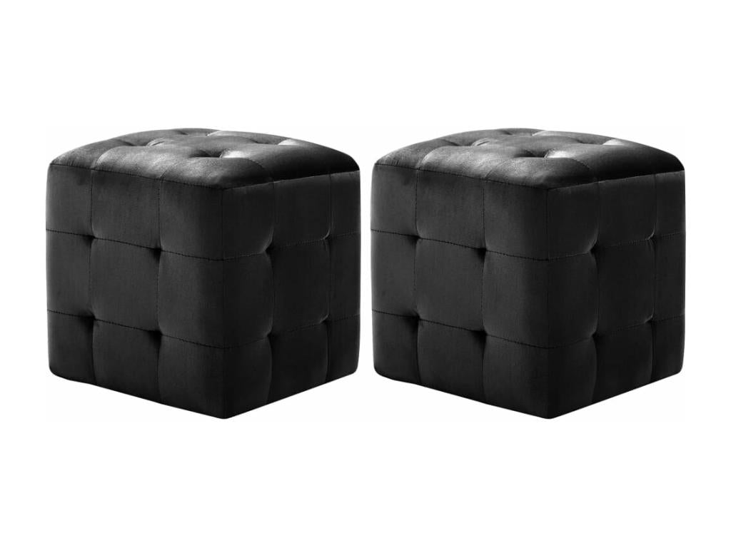 2 pcs Tables de chevet Noir 30x30x30 cm Tissu velours JQXG18398