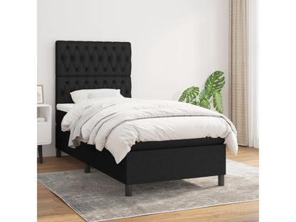 Lit à sommier tapissier avec matelas Noir 100x200 cm Tissu ODJO93597